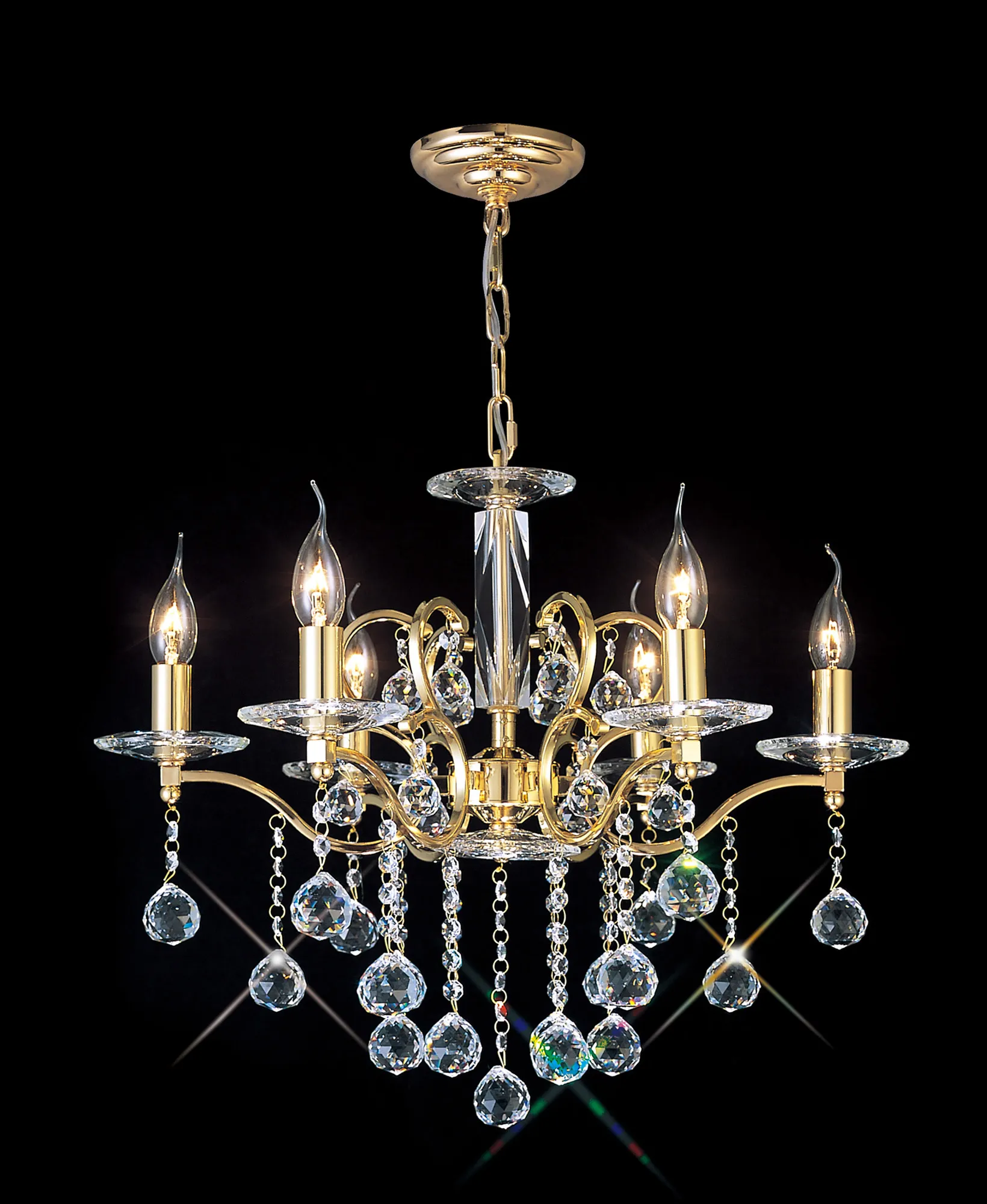 IL30226  Zinta Crystal Pendant 6 Light French Gold